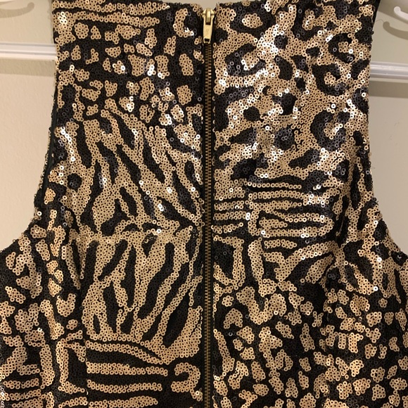 Gold Black Sequinned Dress Short front long back - Picture 11 of 11